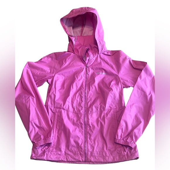 Columbia Jackets & Blazers - Columbia pink nylon hoodie zip up windbreaker